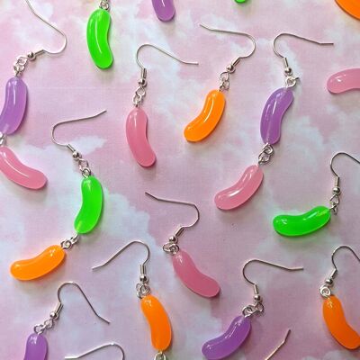 Jelly Bean Earrings - Pink and purple x2