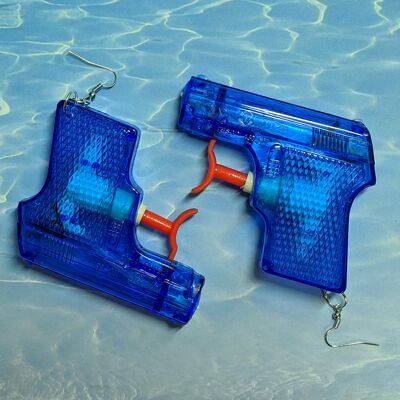 Water Pistol Earrings - Blue
