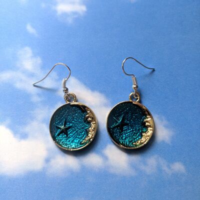 Galaxy Moon Drop Earrings