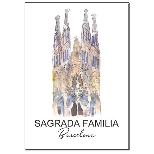 A5 city icon sagrada familia barcelona card