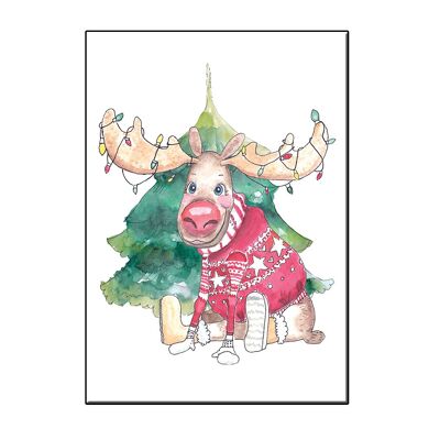 A6 moose christmas card - joyin