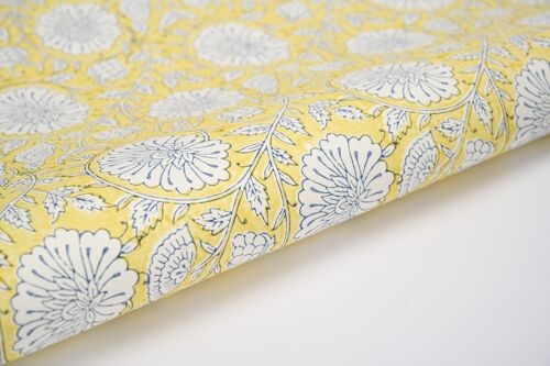 Hand Block Printed Gift Wrap Sheet - Mughal Garden Mimosa