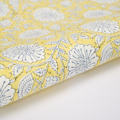 Hand Block Printed Gift Wrap Sheet - Mughal Garden Mimosa