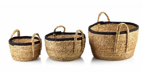 BALI no.1  SET OF 3 BASKETS 33x33xH: 21 / 27x27xH: 17 / 22x22xH: 15cm