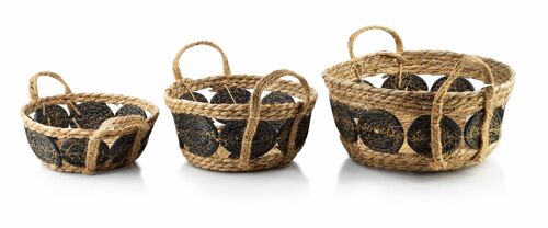 BALI no.7 SET OF 3 BASKETS 30XH: 15CM / 27XH: 13CM / 21XH: 9CM