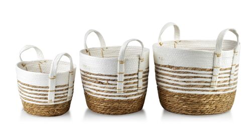 BALI no.17 Set of 3 baskets, seagrass 33x33xH: 26 / 28x28xH: 23 / 23x23xH: 20cm