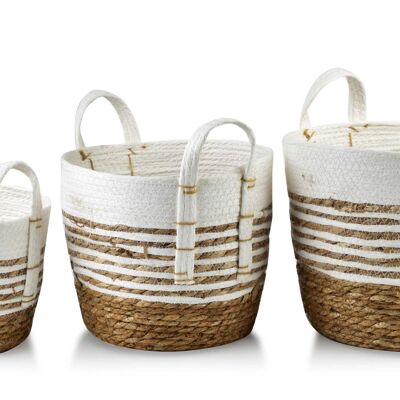 BALI no.17 Set of 3 baskets, seagrass 33x33xH: 26 / 28x28xH: 23 / 23x23xH: 20cm