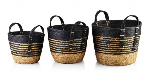 BALI no.18 Set of 3 baskets 33x33xH: 26 / 28x28xH: 23 / 23x23xH: 20cm