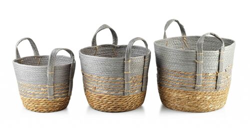 BALI no.19 Set of 3 baskets 33x33xH: 26 / 28x28xH: 23 / 23x23xH: 20cm