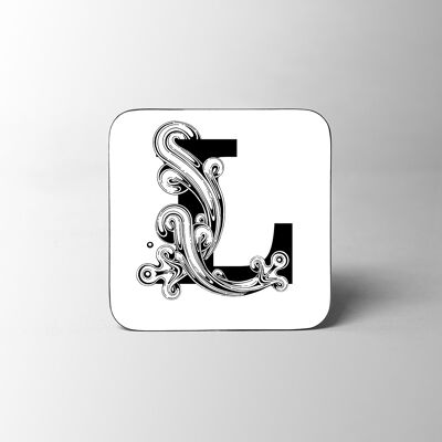 White Letter L Alphabet Coaster