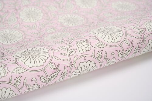 Hand Block Printed Gift Wrap Sheet - Mughal Garden Blush