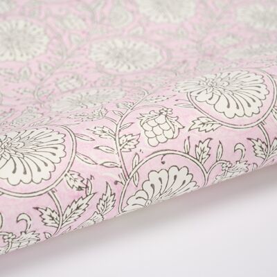 Hand Block Printed Gift Wrap Sheet - Mughal Garden Blush