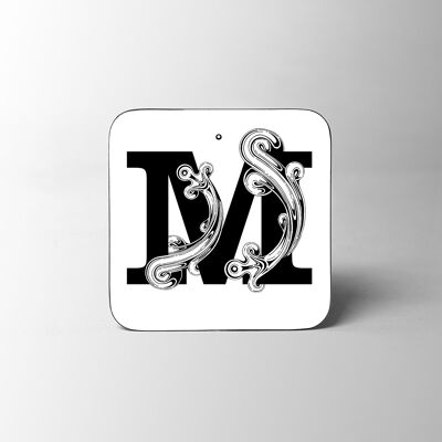 White Letter M Alphabet Coaster