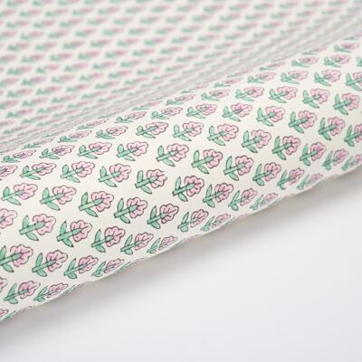 Hand Block Printed Gift Wrap Sheet - Tulip Bud Blush