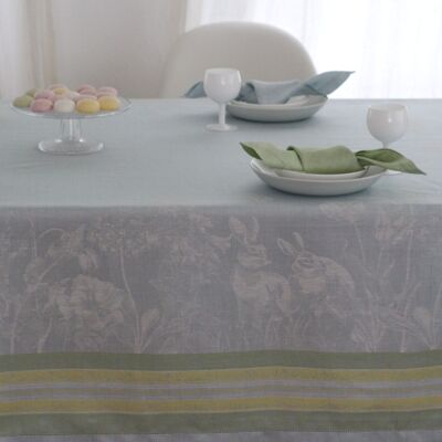 Coniglietto pasquale – blu-verde-giallo – 150 x 150 cm