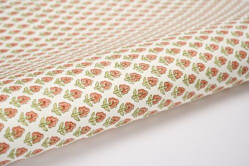 Hand Block Printed Gift Wrap Sheet - Tulip Bud Papaya