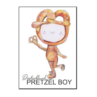 A6 happy pretzel boy germany card