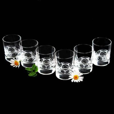 6 shot glasses with soccer motif | engraved glasses | 60 ml stamper | Liqueur Glasses | Sports