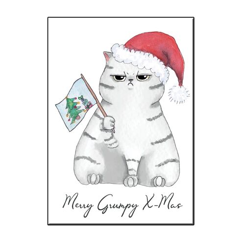 A6 fun cat merry grumpy xmas card