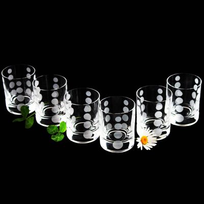 6 shot glasses large| Stampers | dots | Classic liqueur glass| engraving |60 ml| crystal glass