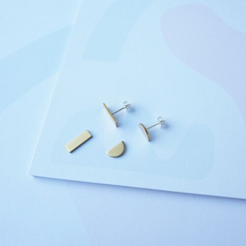 Segment Earrings- gold mismatched stud earrings