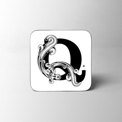 White Letter Q Alphabet Coaster