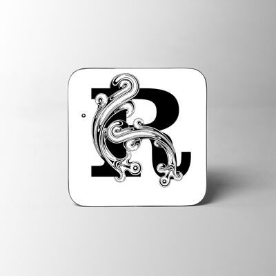 White Letter R Alphabet Coaster