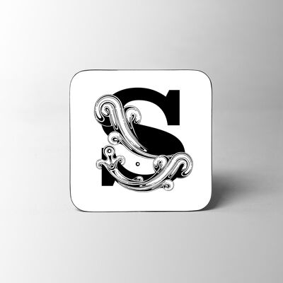White Letter S Alphabet Coaster