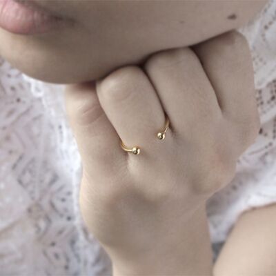 Gold-plated unisex minimalist open ball ring