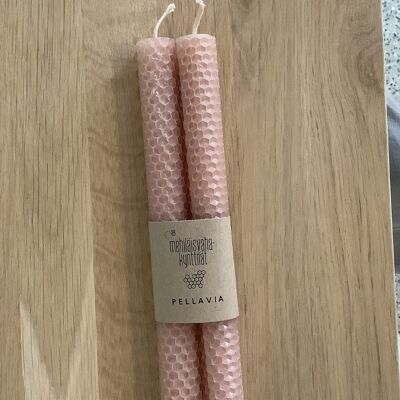 Beeswax pillar Candels 2 set Dusty Rose