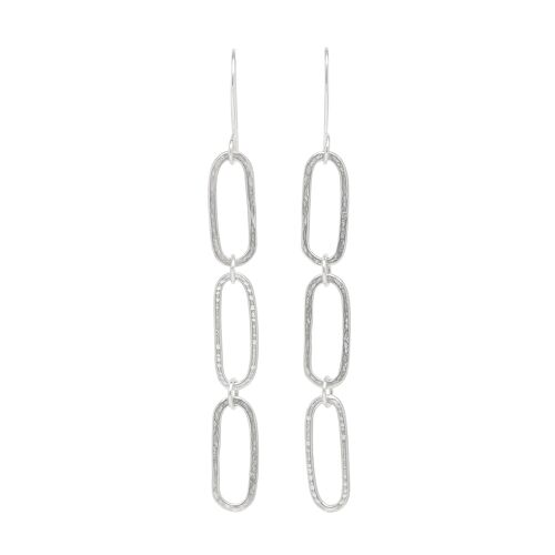 Chain-ges 3 link earrings silver