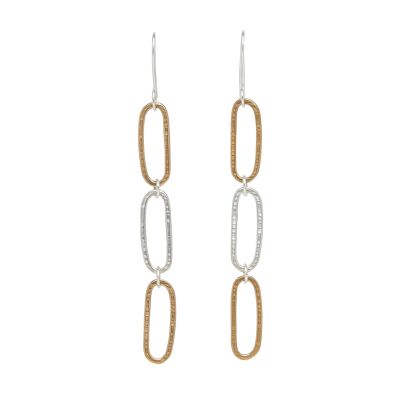 Chain-ges 3 link earrings bronze and silver