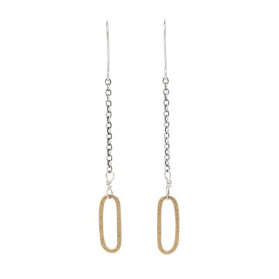 BOUCLES D'OREILLES CHAÎNE-GES BRONZE ET ARGENT