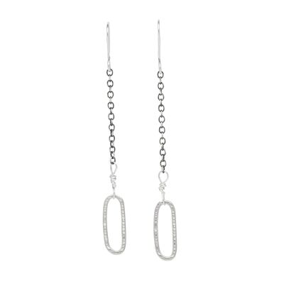 BOUCLES D'OREILLES PENDANTES CHAÎNE-GES ARGENT