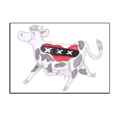 A6 crazy cow in amsterdam card