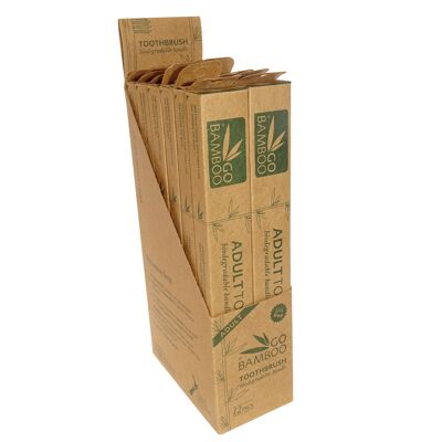 Schachtel mit 12 Bambus-Zahnbürsten - HOHE QUALITÄT