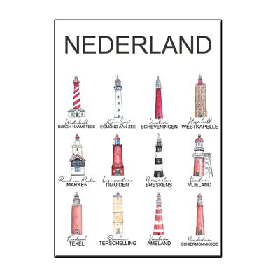 A6 LIGHTHOUSES THE PAYS-BAS CARTE EN CADRE - JOYIN