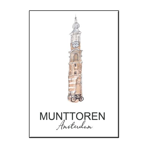 A6 city icon munttoren amsterdam card