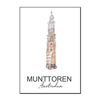 A6 city icon munttoren amsterdam card