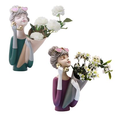 Vaso - Vaso di fiori Selena - Set - Statuetta in resina