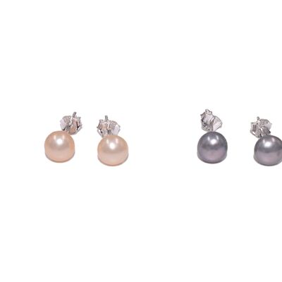Stud earrings 925 silver made from freshwater cultured pearls