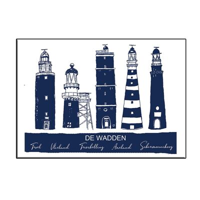A6 city icon lighthouses wadden blue card