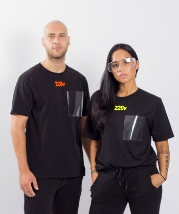 T-shirt 220v HAUTE TENSION noir/jaune fluo