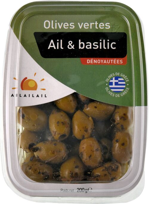 Olives dénoyautées Ail basilic 200g - AIL AIL AIL
