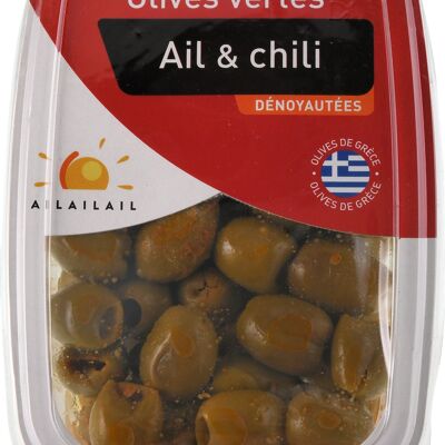 Garlic chilli pitted olives 200g - GARLIC GARLIC GARLIC