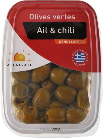 Olives dénoyautées ail chilli 200g - AIL AIL AIL
