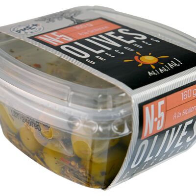 N°5 - Olives vertes dénoyautées à la sicilienne - Barquette 160g