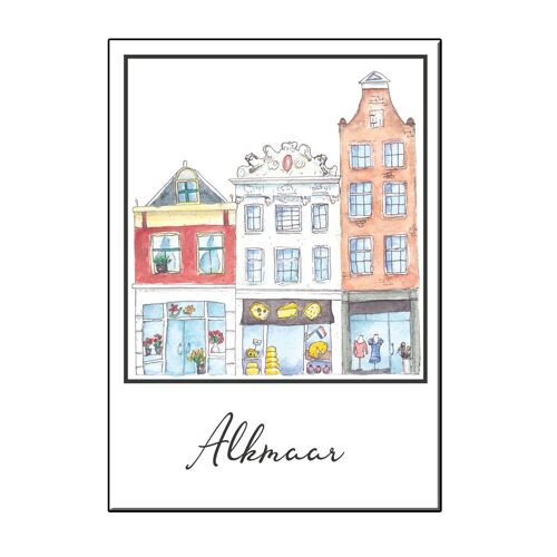 A6 city icon houses alkmaar card