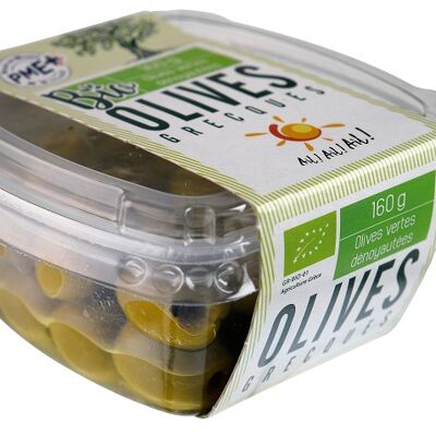 Bio - olives vertes dénoyautées - barquette 160g - FR-BIO-01