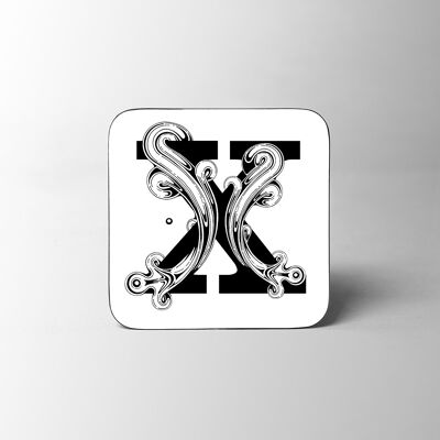 White Letter X Alphabet Coaster